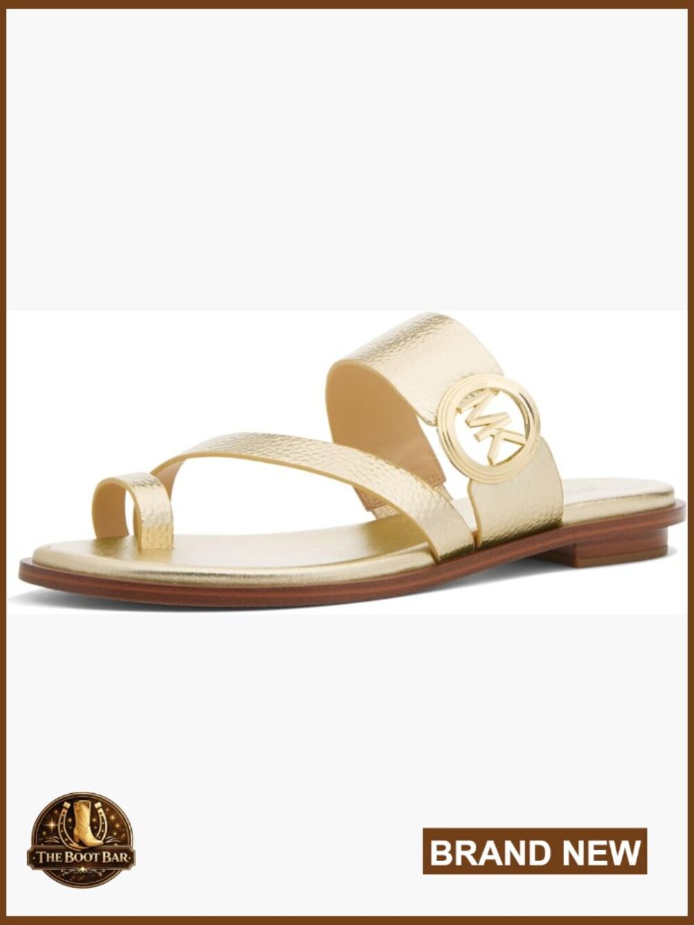 Leather Thong Sandals with Logo Charm